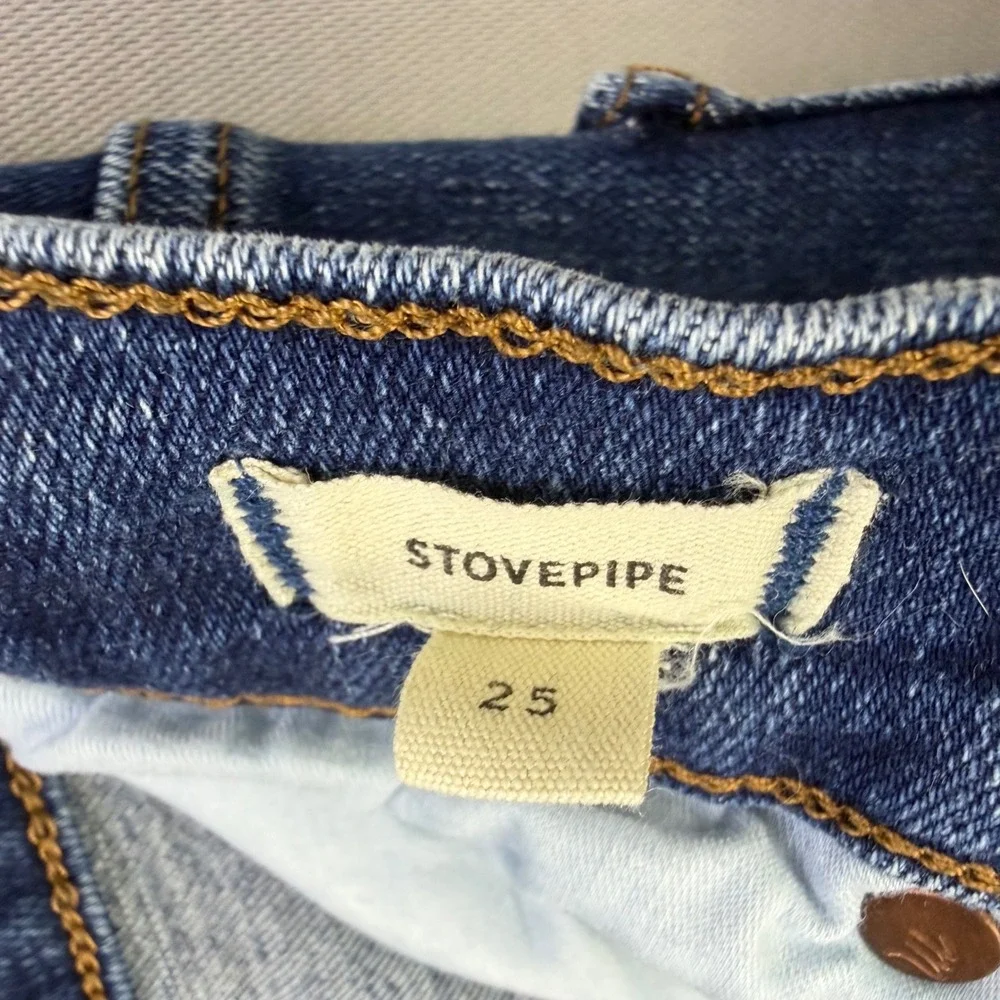 Madewell Stovepipe Jeans High Rise Straight Leg Blue Denim Size 25